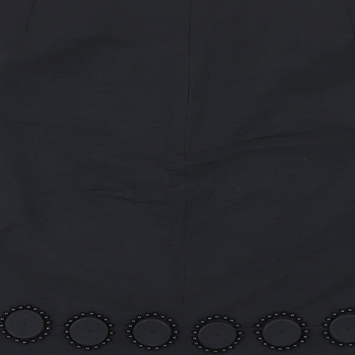 Autograph Womens Black Cotton A-Line Skirt Size 10 Zip