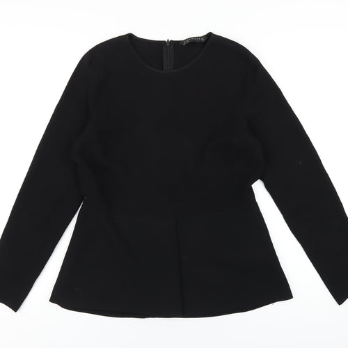 Zara Womens Black Acetate Basic T-Shirt Size L Round Neck