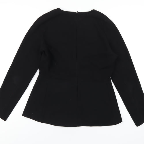 Zara Womens Black Acetate Basic T-Shirt Size L Round Neck