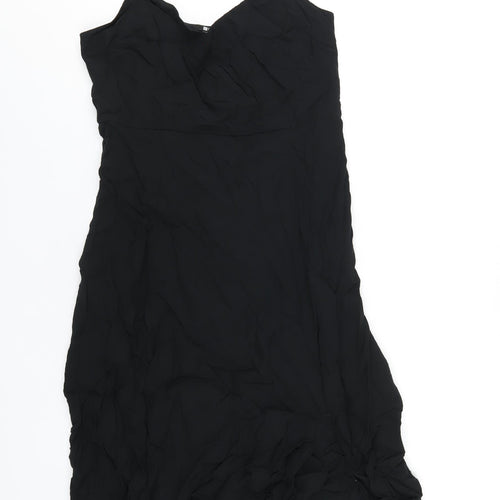 Uniqlo Womens Black Viscose A-Line Size S V-Neck Zip