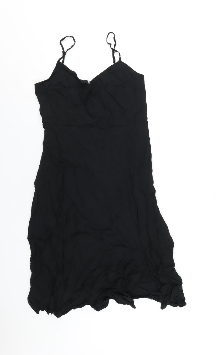 Uniqlo Womens Black Viscose A-Line Size S V-Neck Zip