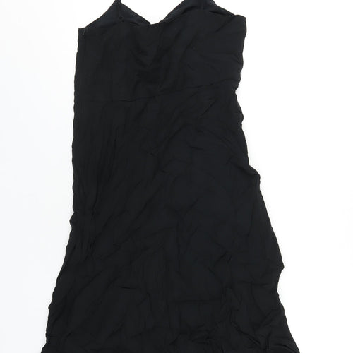 Uniqlo Womens Black Viscose A-Line Size S V-Neck Zip