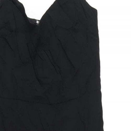 Uniqlo Womens Black Viscose A-Line Size S V-Neck Zip