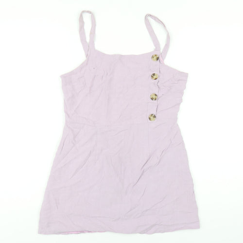 Ally Womens Purple Viscose Mini Size 12 Square Neck Zip