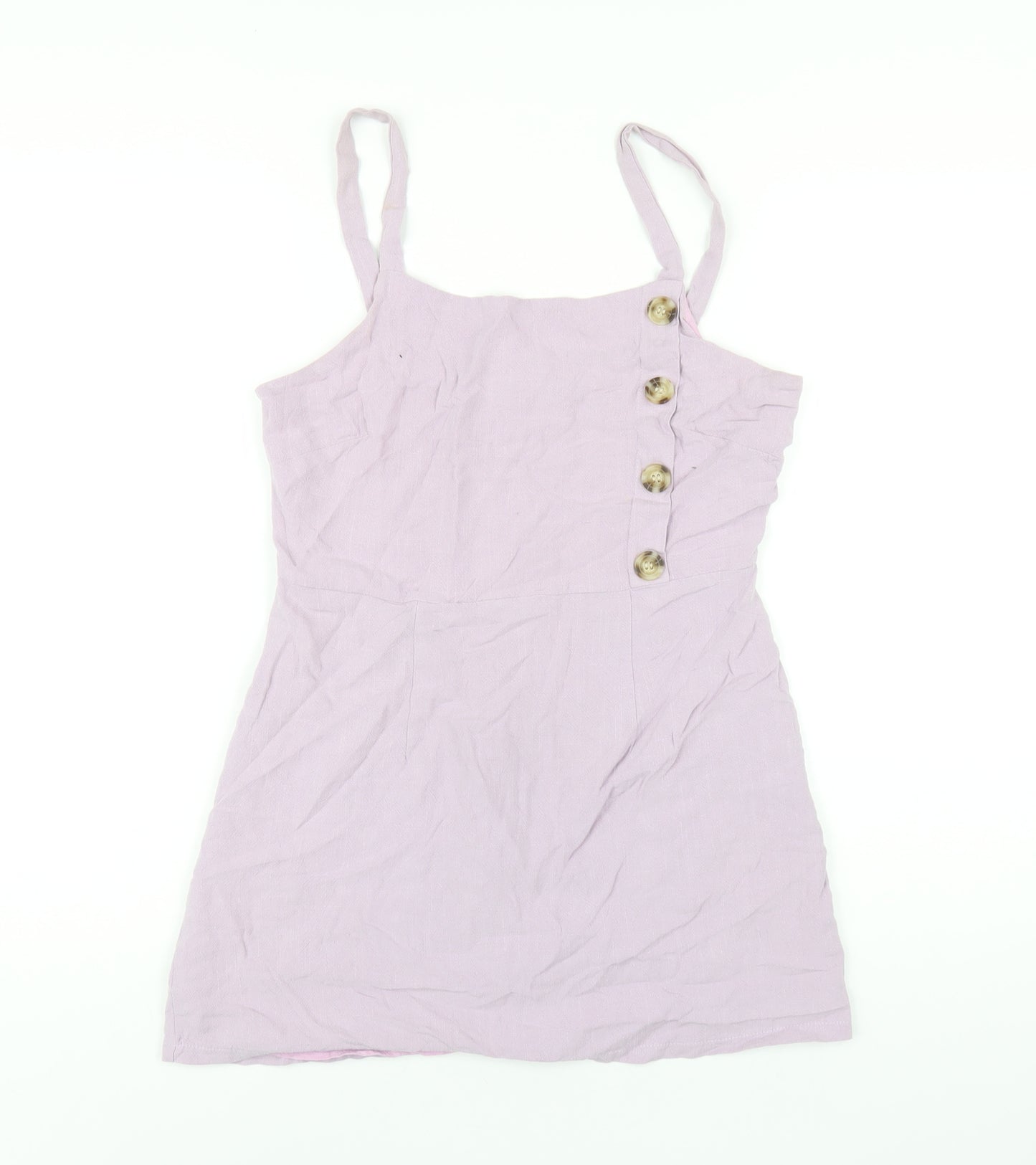 Ally Womens Purple Viscose Mini Size 12 Square Neck Zip