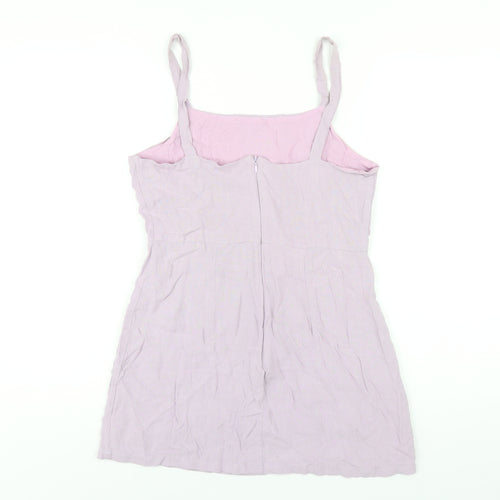 Ally Womens Purple Viscose Mini Size 12 Square Neck Zip