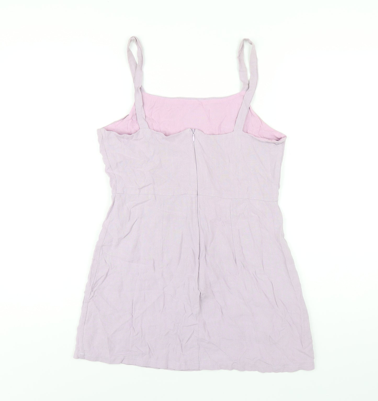 Ally Womens Purple Viscose Mini Size 12 Square Neck Zip