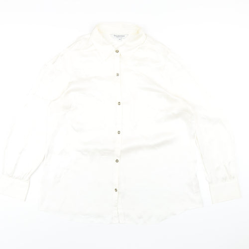 Debenhams Womens Ivory Polyester Basic Button-Up Size 16 Collared