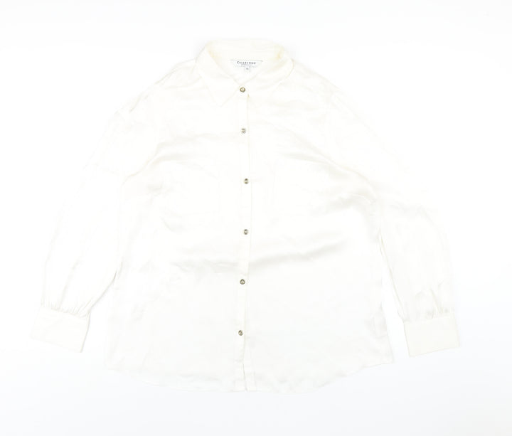 Debenhams Womens Ivory Polyester Basic Button-Up Size 16 Collared