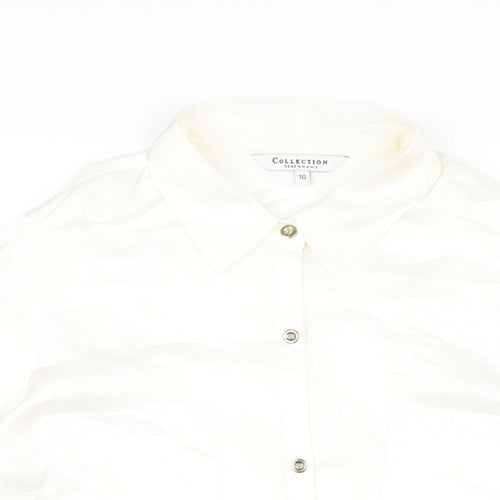 Debenhams Womens Ivory Polyester Basic Button-Up Size 16 Collared