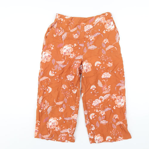 Target Womens Orange Floral Viscose Cropped Trousers Size 8 L20 in Regular