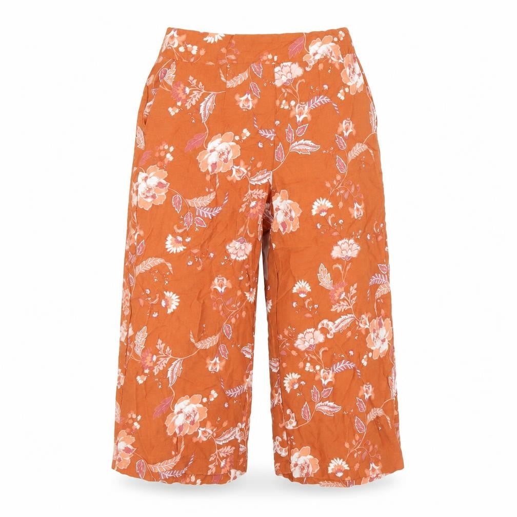 Target Womens Orange Floral Viscose Cropped Trousers Size 8 L20 in Regular