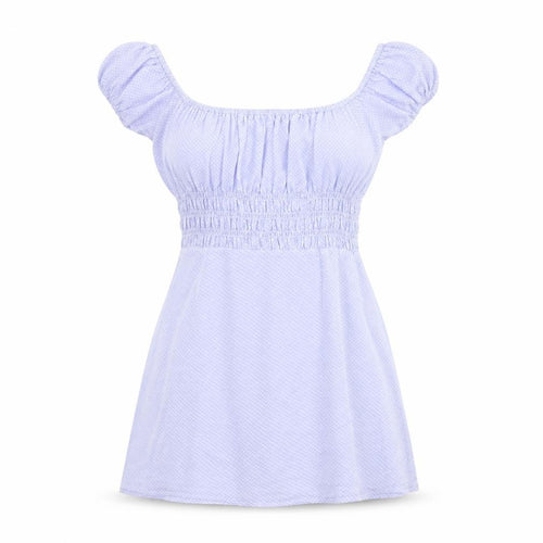 Lulu & Rose Womens Blue Polka Dot Polyester A-Line Size L Off the Shoulder Zip