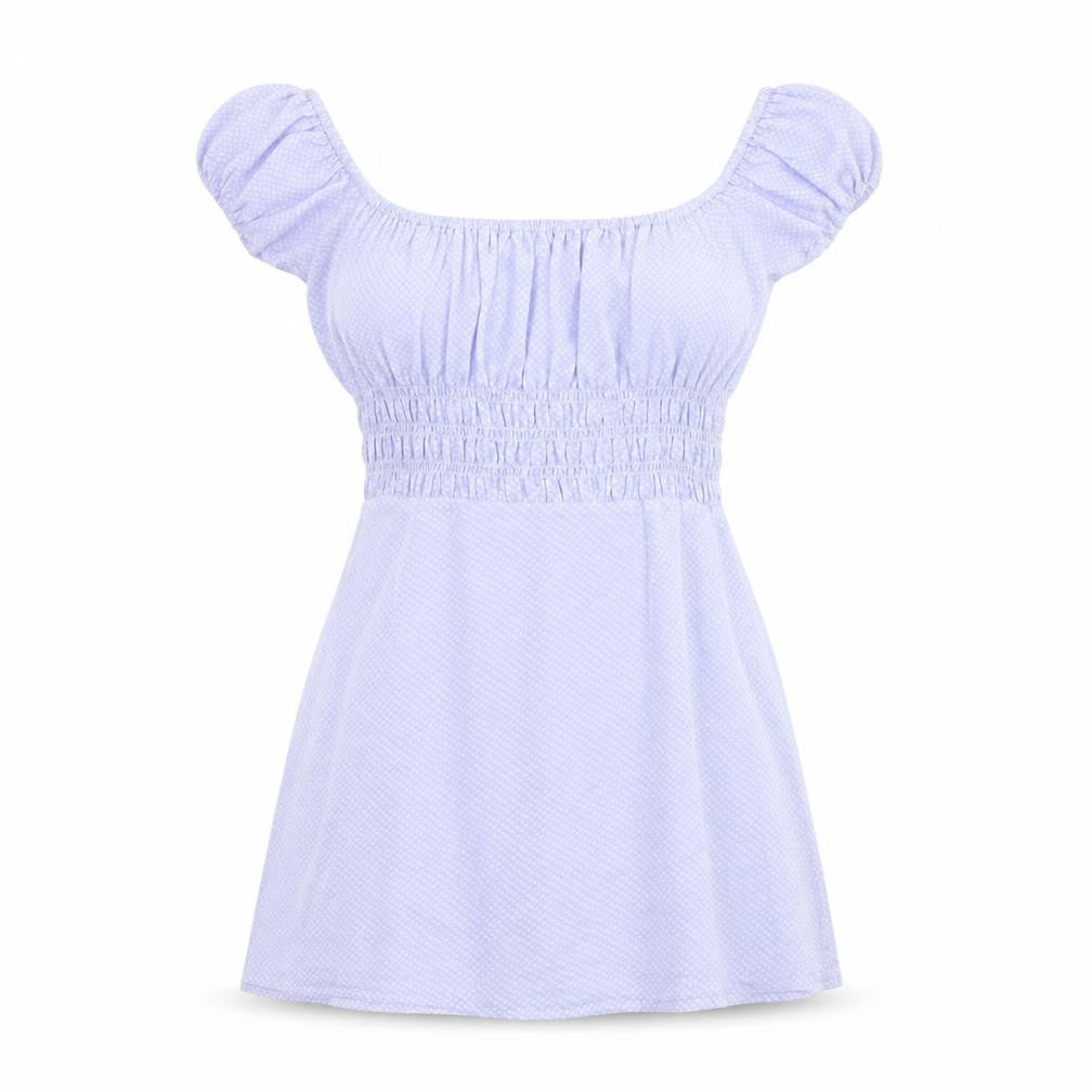 Lulu & Rose Womens Blue Polka Dot Polyester A-Line Size L Off the Shoulder Zip
