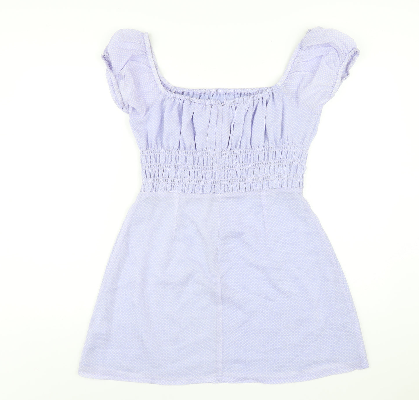 Lulu & Rose Womens Blue Polka Dot Polyester A-Line Size L Off the Shoulder Zip