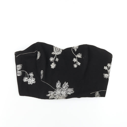 Ally Womens Black Geometric Polyester Cropped T-Shirt Size 12 Sweetheart
