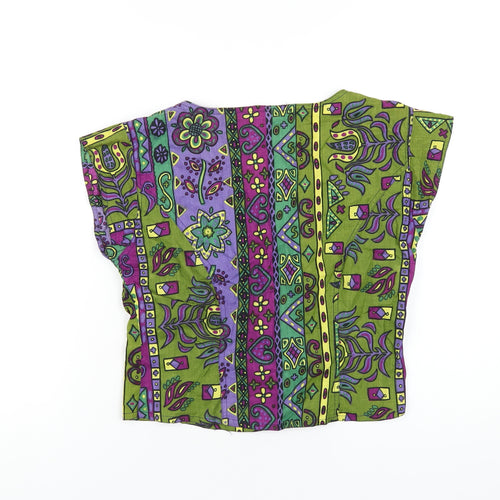 Principles Womens Multicoloured Geometric Cotton Basic Button-Up Size 16 V-Neck