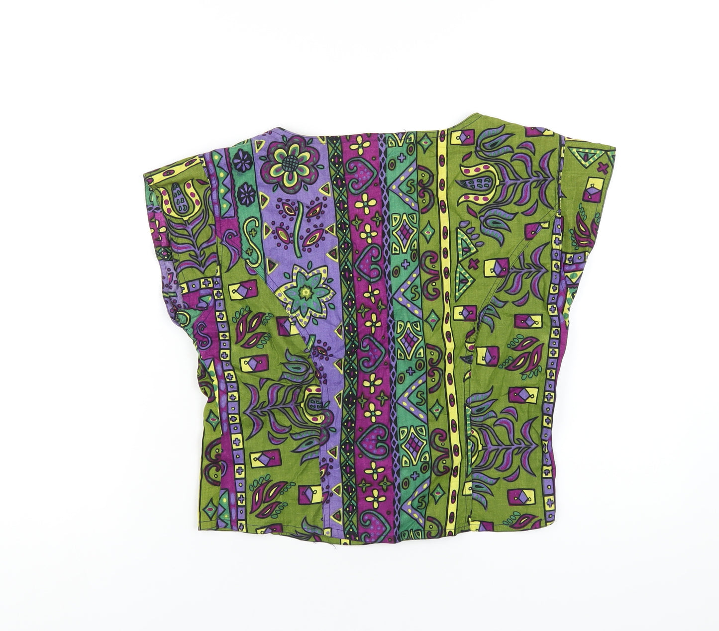 Principles Womens Multicoloured Geometric Cotton Basic Button-Up Size 16 V-Neck