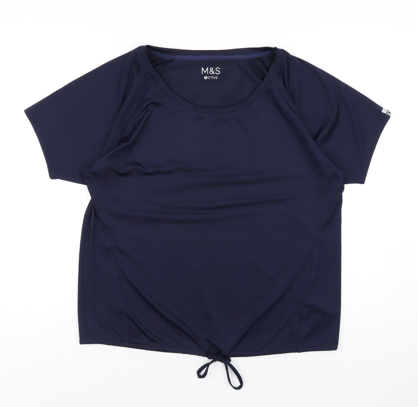 Marks and Spencer Womens Blue Polyester Basic T-Shirt Size 14 Round Neck Pullover