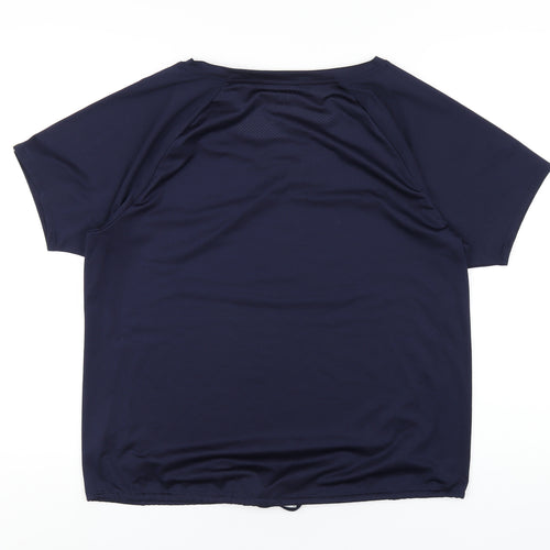 Marks and Spencer Womens Blue Polyester Basic T-Shirt Size 14 Round Neck Pullover