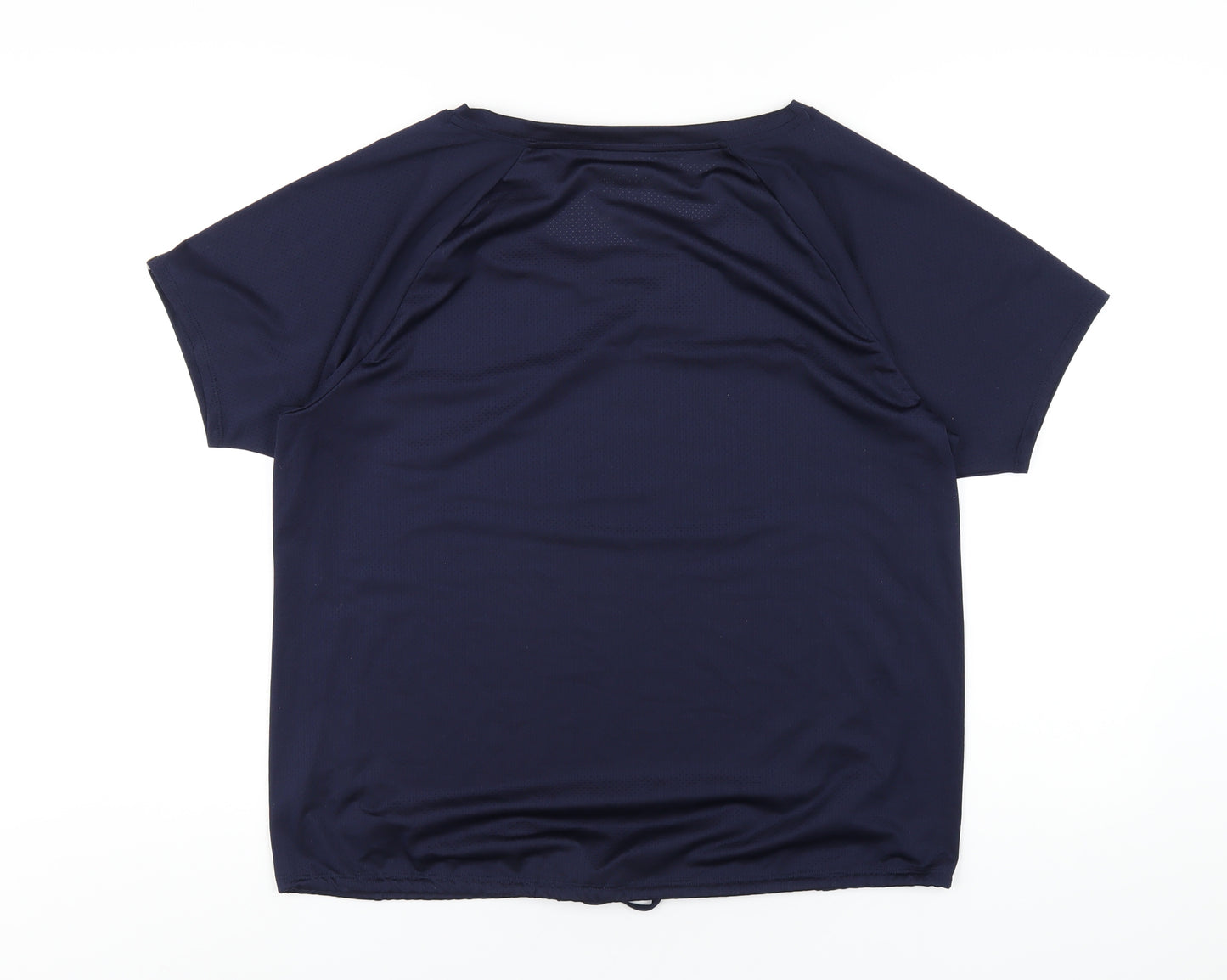 Marks and Spencer Womens Blue Polyester Basic T-Shirt Size 14 Round Neck Pullover