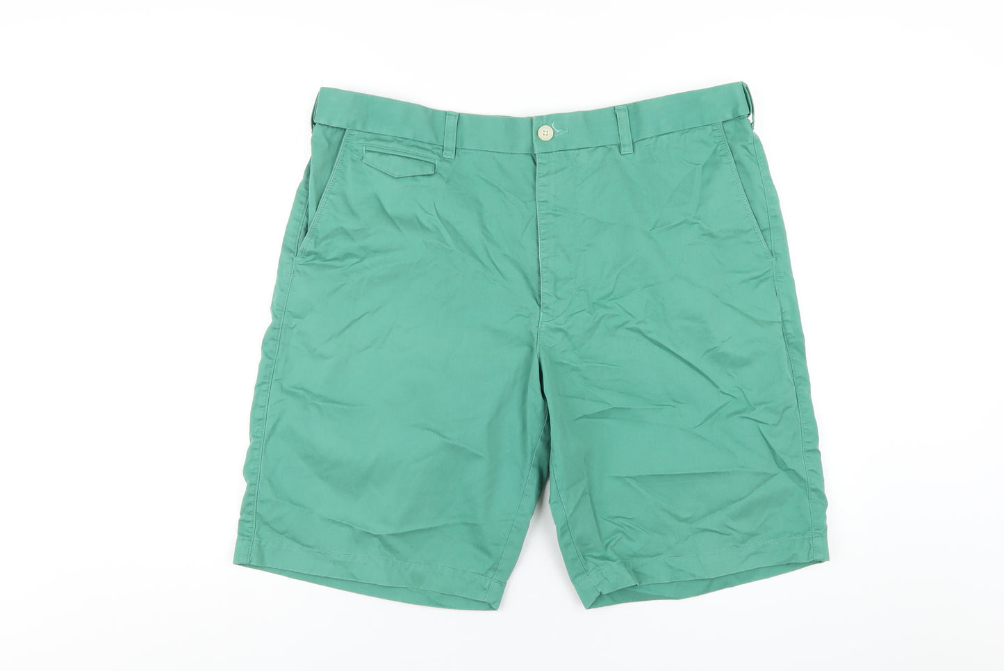 Blue Harbour Mens Green Cotton Chino Shorts Size 38 in L11 in Regular Zip