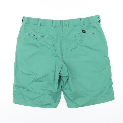 Blue Harbour Mens Green Cotton Chino Shorts Size 38 in L11 in Regular Zip