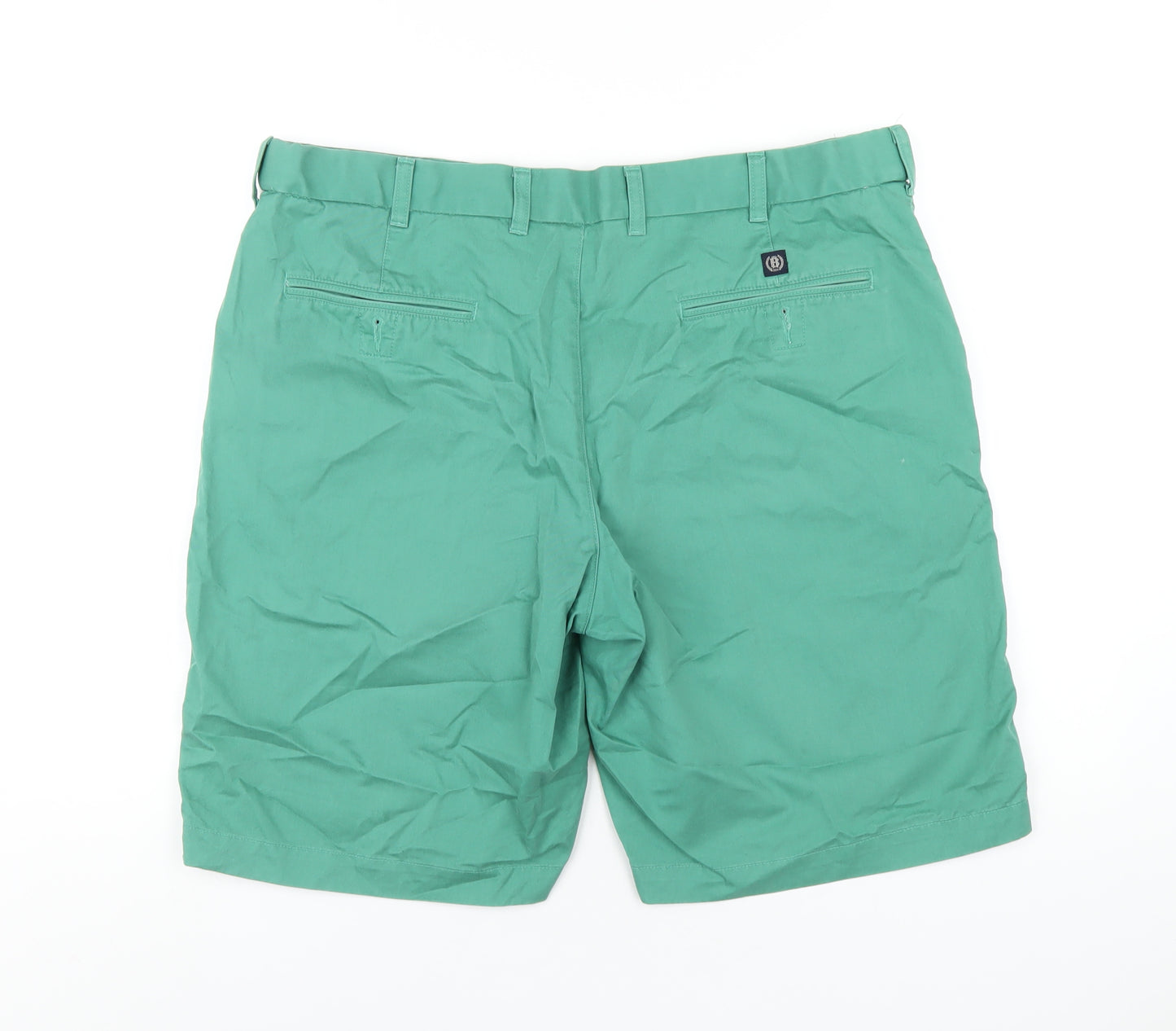 Blue Harbour Mens Green Cotton Chino Shorts Size 38 in L11 in Regular Zip