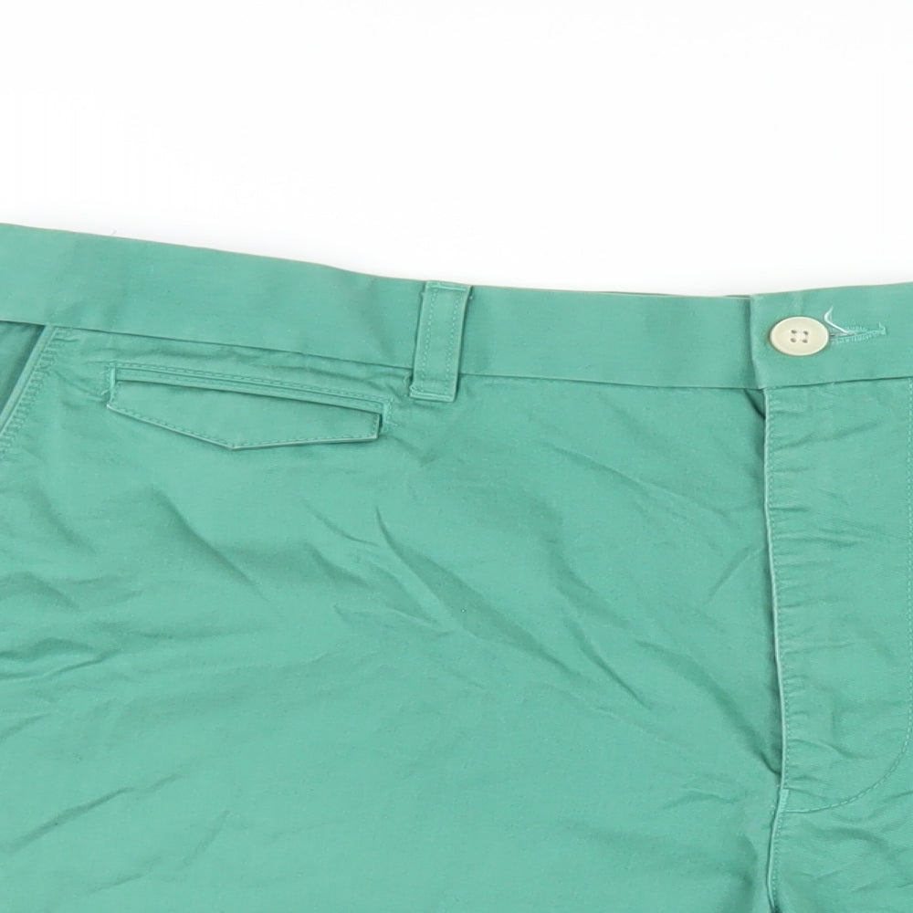 Blue Harbour Mens Green Cotton Chino Shorts Size 38 in L11 in Regular Zip