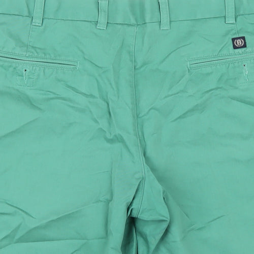 Blue Harbour Mens Green Cotton Chino Shorts Size 38 in L11 in Regular Zip