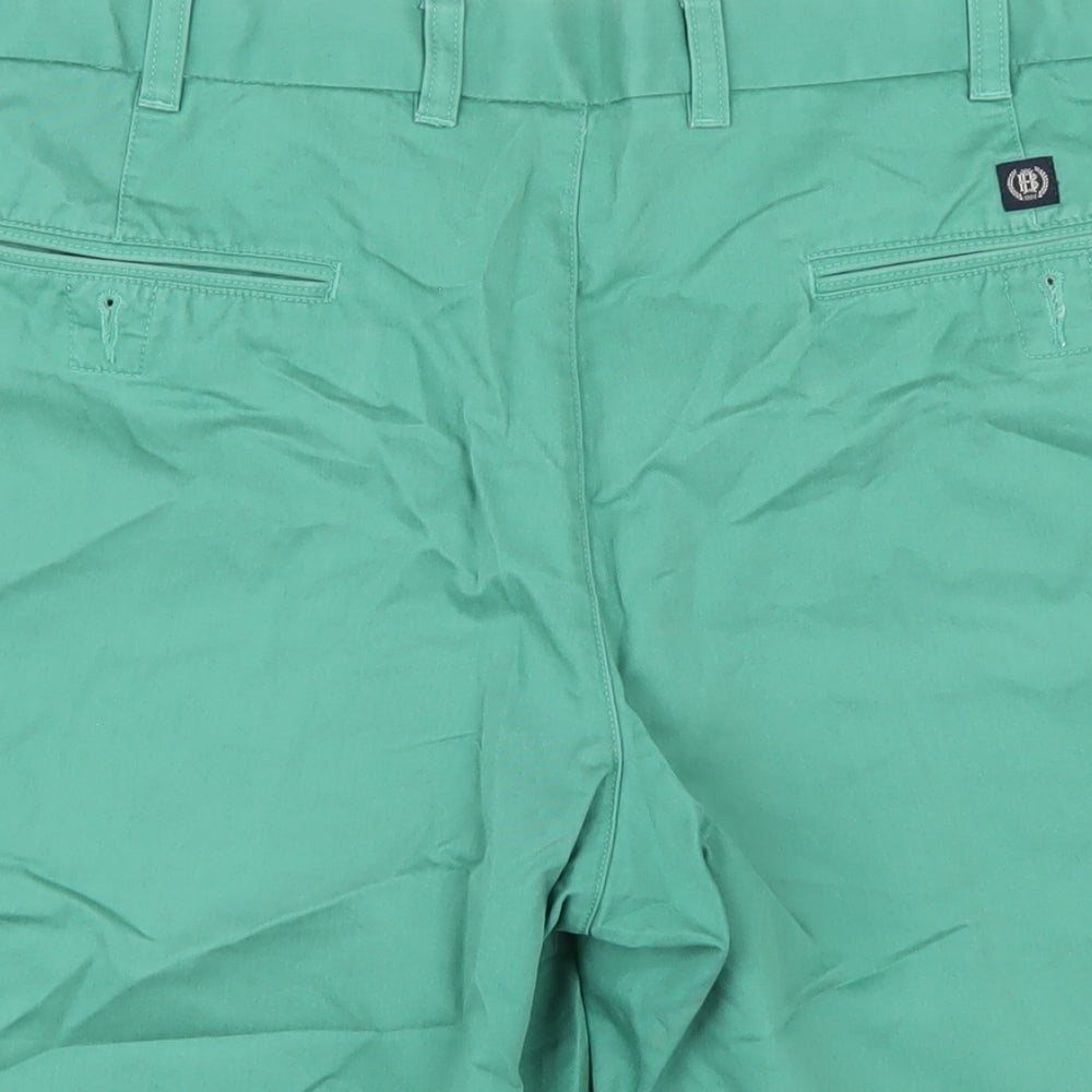 Blue Harbour Mens Green Cotton Chino Shorts Size 38 in L11 in Regular Zip