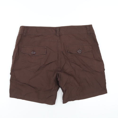 Crossroads Womens Brown Cotton Basic Shorts Size 14 L6 in Regular Zip