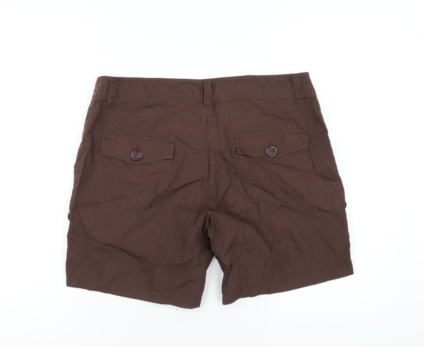 Crossroads Womens Brown Cotton Basic Shorts Size 14 L6 in Regular Zip