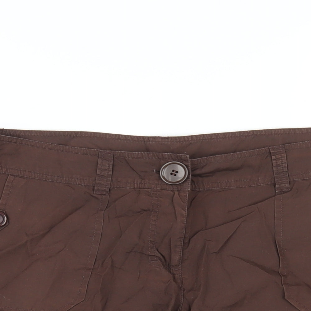 Crossroads Womens Brown Cotton Basic Shorts Size 14 L6 in Regular Zip