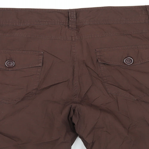 Crossroads Womens Brown Cotton Basic Shorts Size 14 L6 in Regular Zip