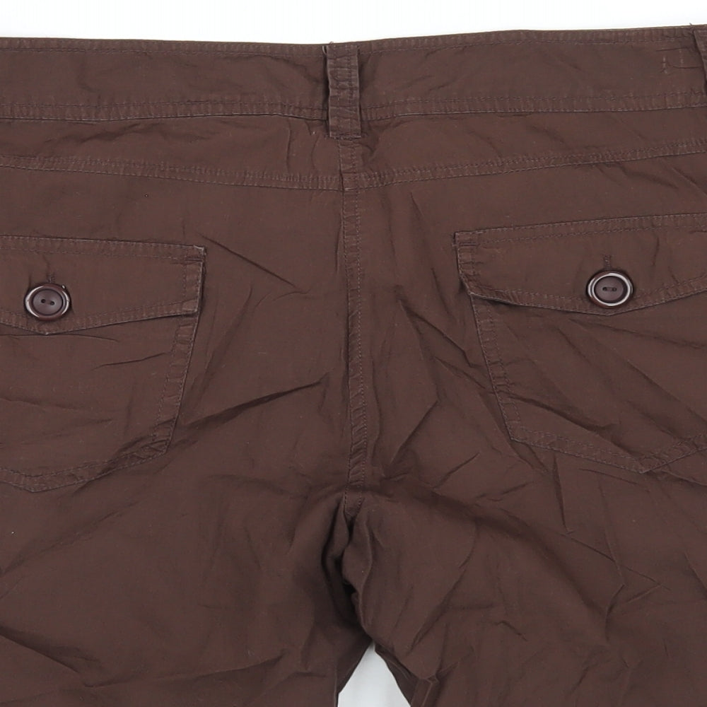 Crossroads Womens Brown Cotton Basic Shorts Size 14 L6 in Regular Zip