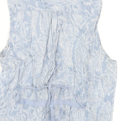 Gap Womens Blue Geometric Cotton Basic Button-Up Size M Collared