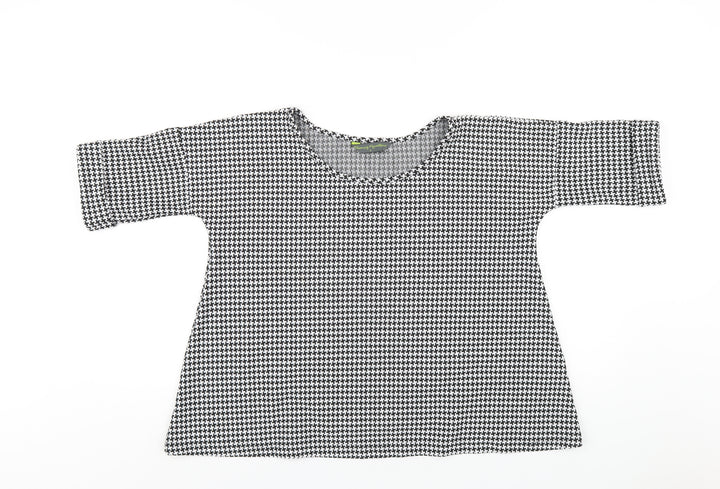 Blooming Marvellous Womens Black Geometric Polyester Basic T-Shirt Size 8 Round Neck