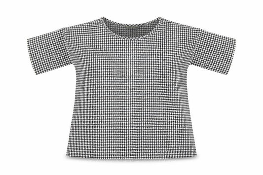 Front view of Blooming Marvellous women’s black geometric polyester basic t-shirt, size UK 8, round neck