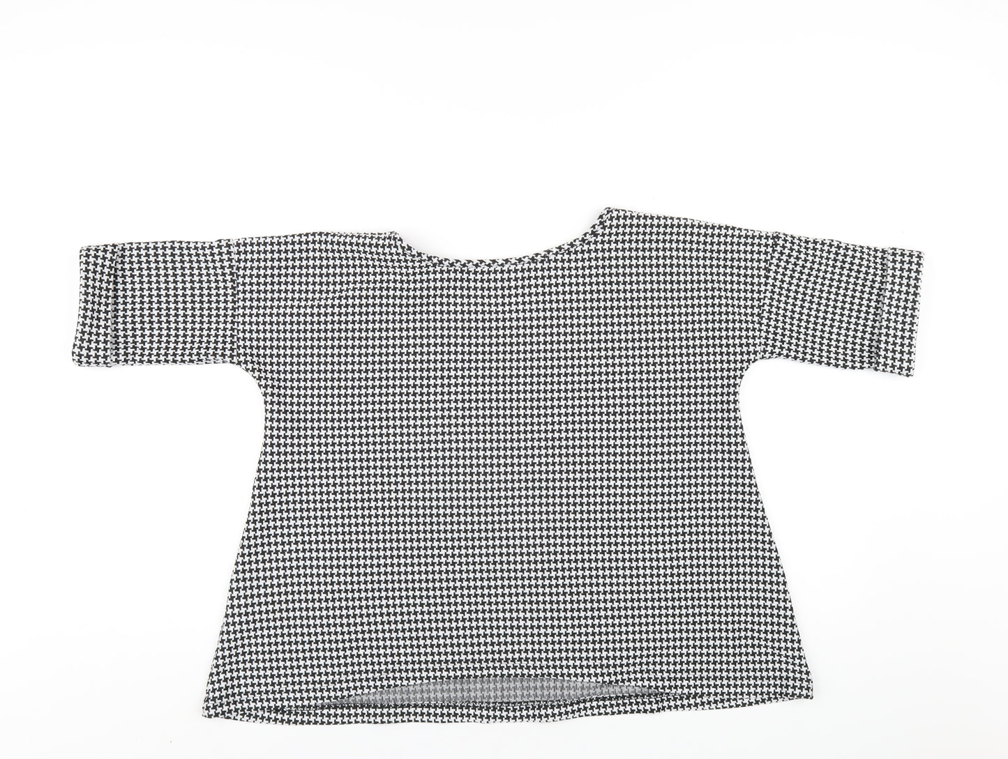 Blooming Marvellous Womens Black Geometric Polyester Basic T-Shirt Size 8 Round Neck