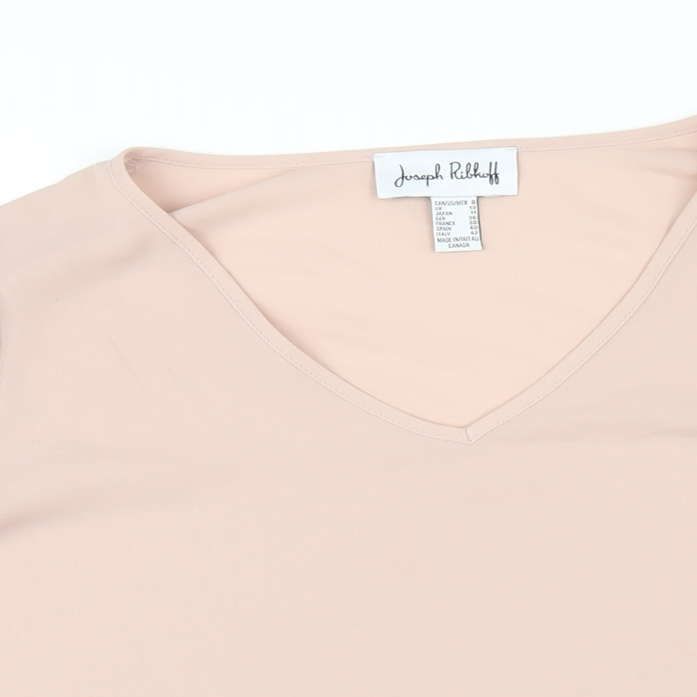Joseph Ribkoff Womens Pink Polyester Basic T-Shirt Size 10 V-Neck