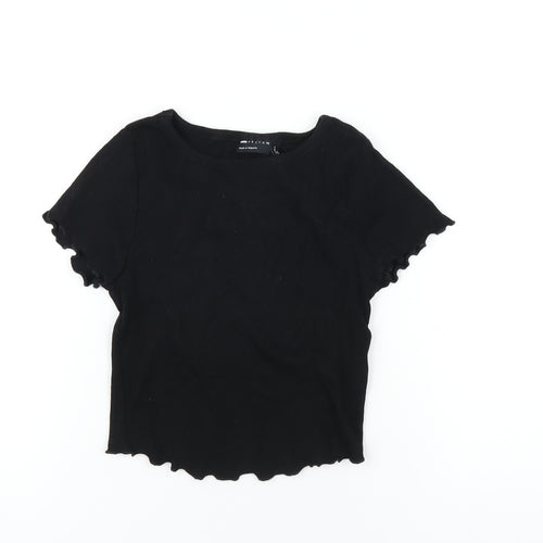 ASOS Womens Black Cotton Basic T-Shirt Size 6 Round Neck
