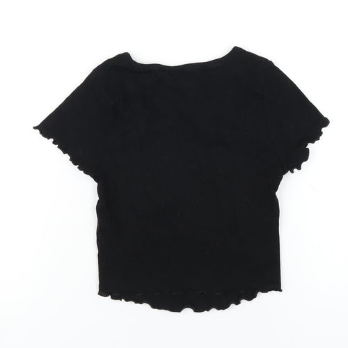 ASOS Womens Black Cotton Basic T-Shirt Size 6 Round Neck