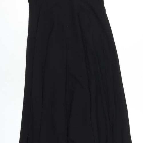 Tahari Womens Black Polyester Maxi Size 6 Round Neck Zip