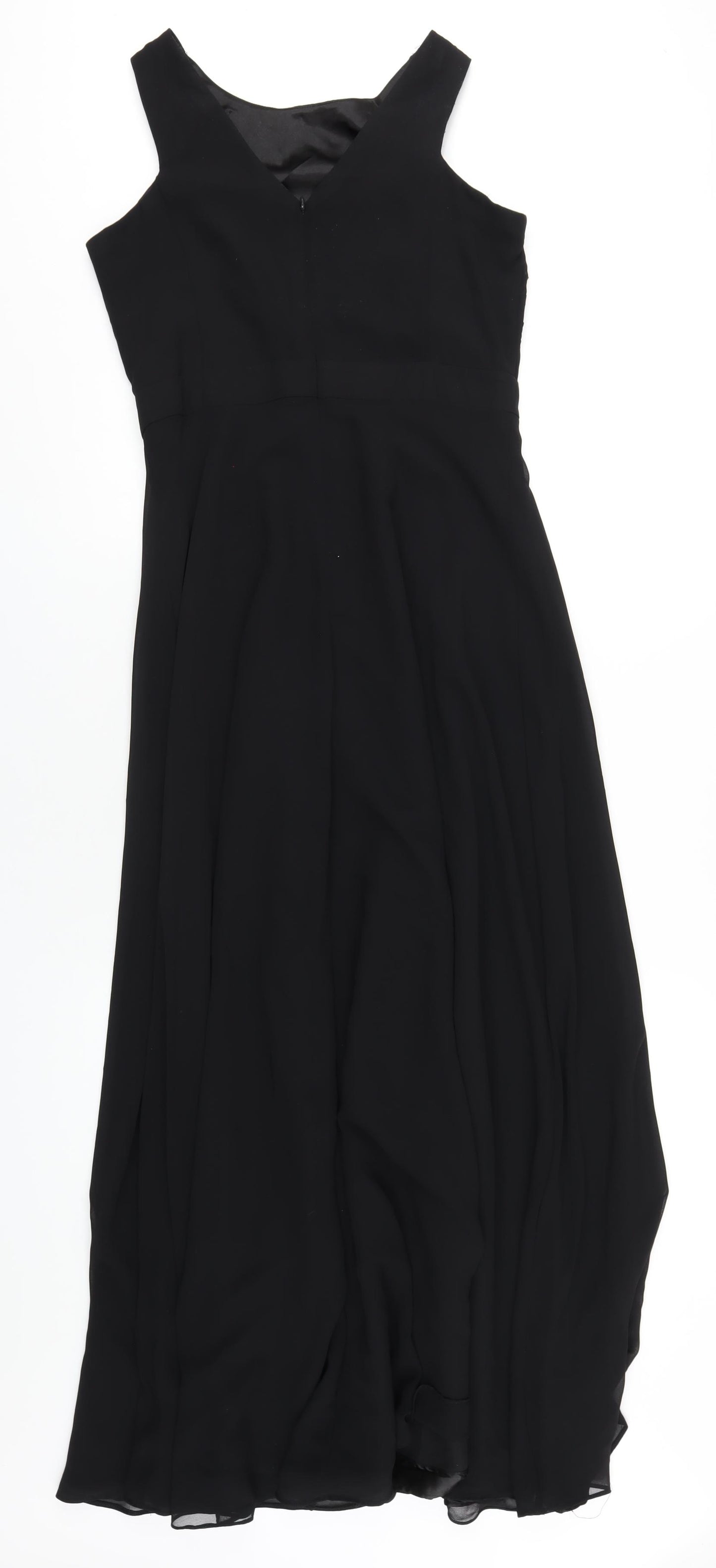 Tahari Womens Black Polyester Maxi Size 6 Round Neck Zip