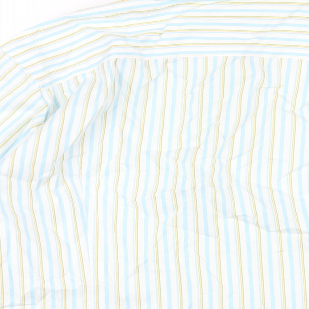 Lands' End Womens Multicoloured Striped Cotton Basic Button-Up Size 16 Collared