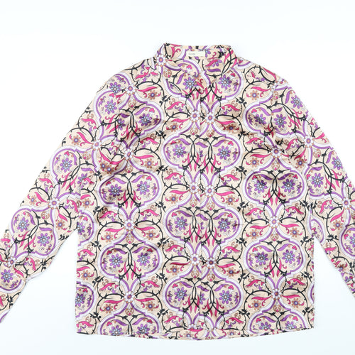 Levete Womens Multicoloured Geometric Polyester Basic Button-Up Size XL Collared