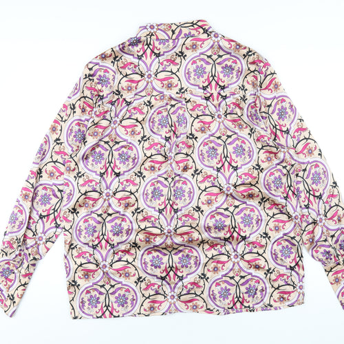 Levete Womens Multicoloured Geometric Polyester Basic Button-Up Size XL Collared