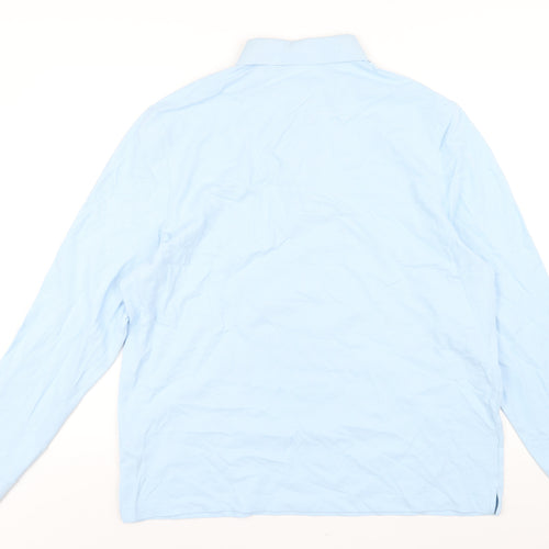 Marks and Spencer Mens Blue Cotton Polo Size XL Collared Button