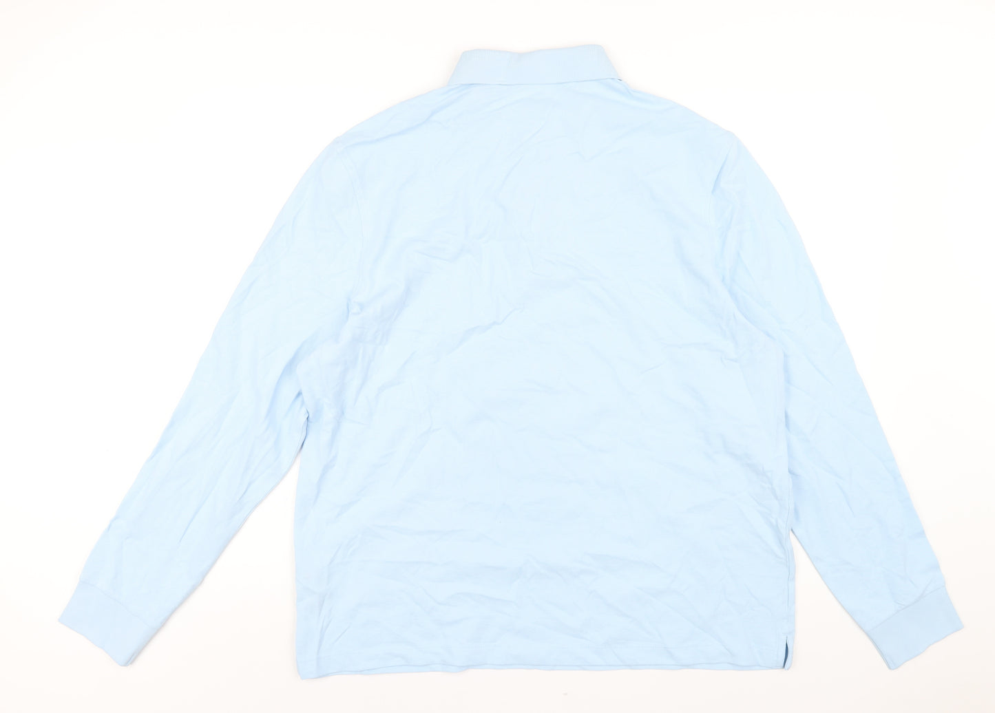 Marks and Spencer Mens Blue Cotton Polo Size XL Collared Button